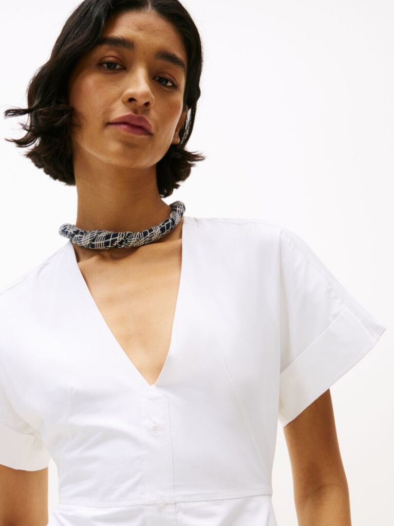 White The Runway Collection Slim Midi Shirt Dress  Women