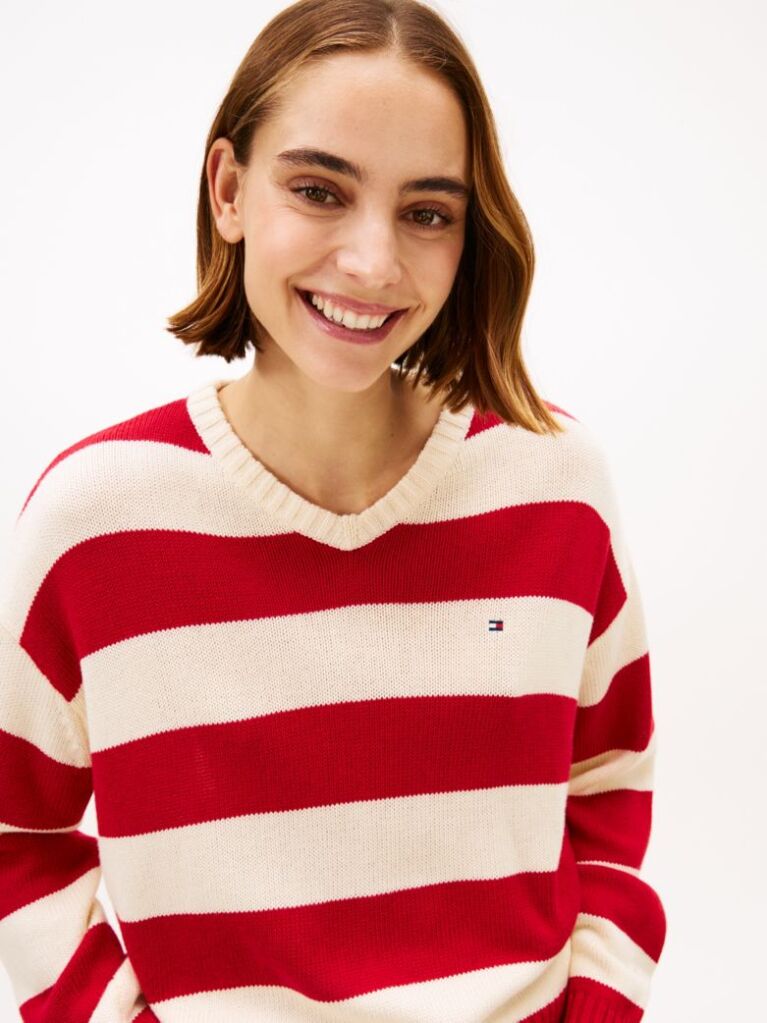 Multi Relaxed V-Neck Jumper With Cashmere  Women