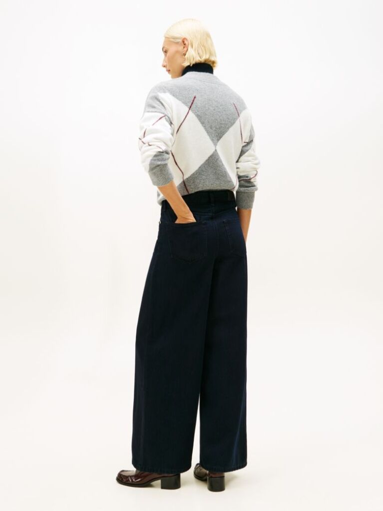 Blue 70s High Rise Wide Leg Blue Jeans  Women