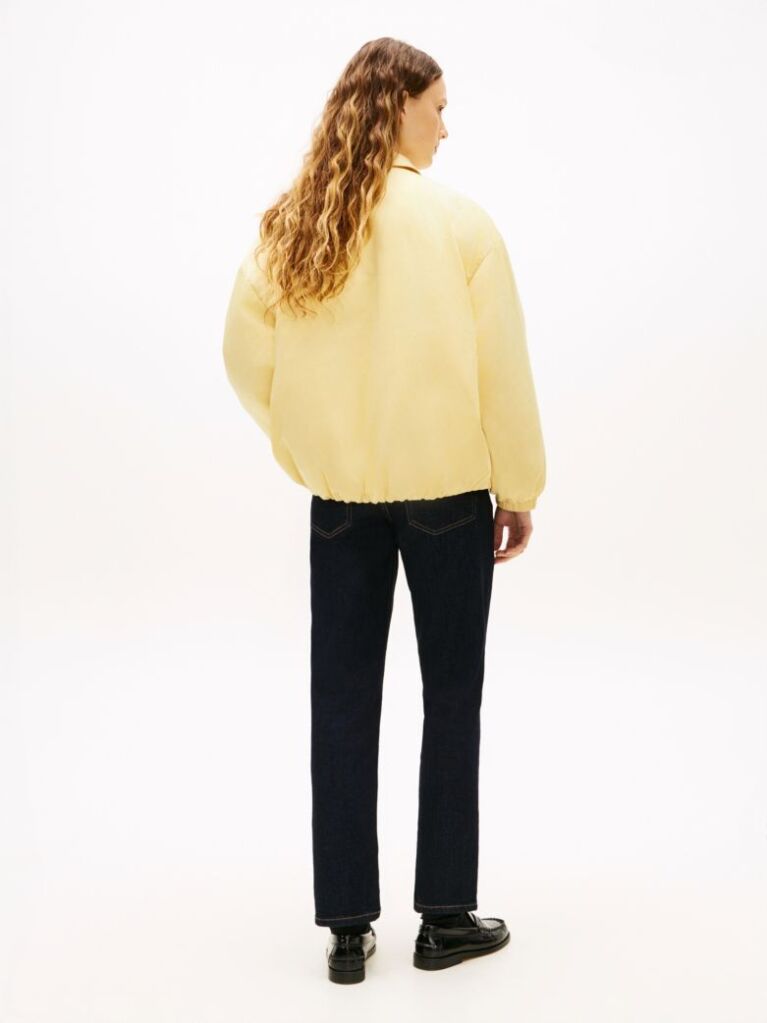 Yellow Water Repellent Satin Relaxed Padded Jacket  Women