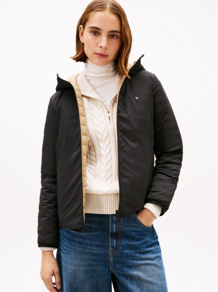 Black Lightweight Water Repellent Down Regular Jacket  Women