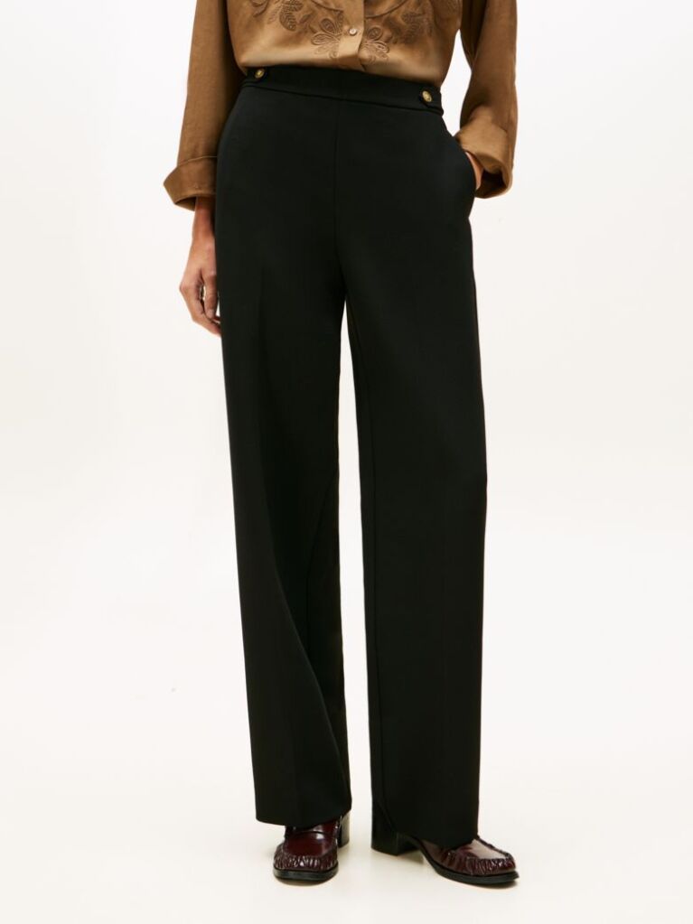 Black Pressed Crease Straight Leg Trousers  Women