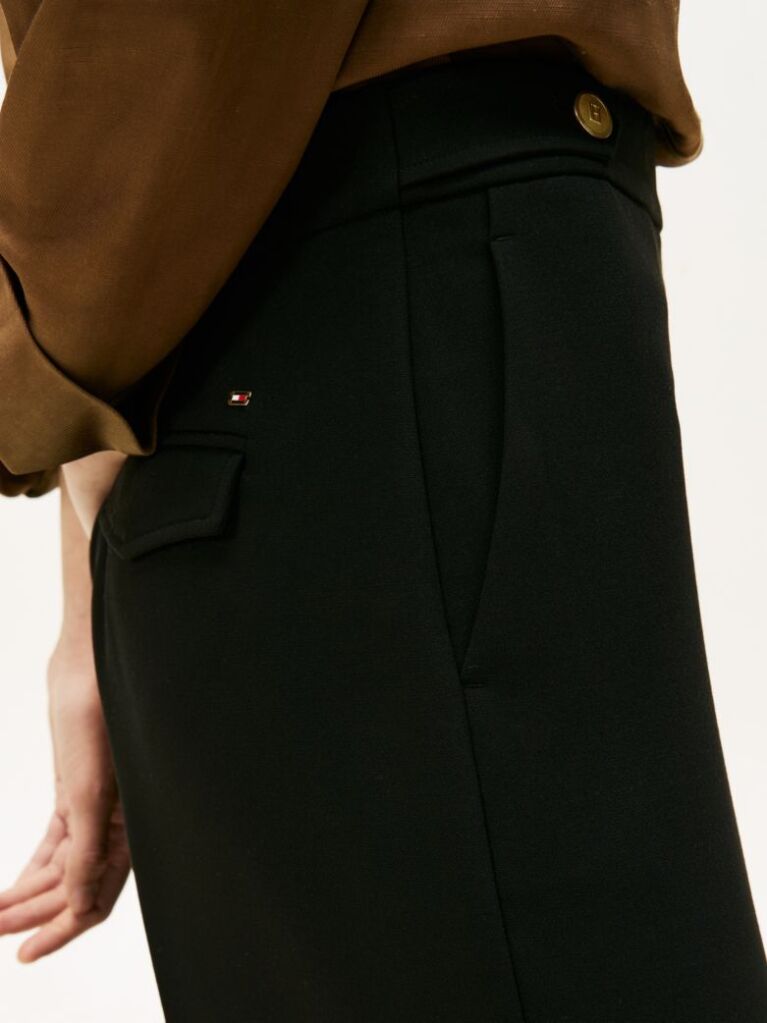 Black Pressed Crease Straight Leg Trousers  Women