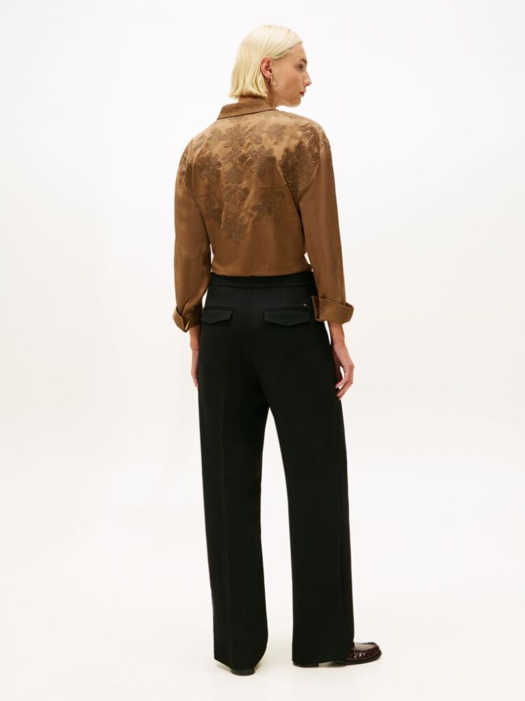 Black Pressed Crease Straight Leg Trousers  Women