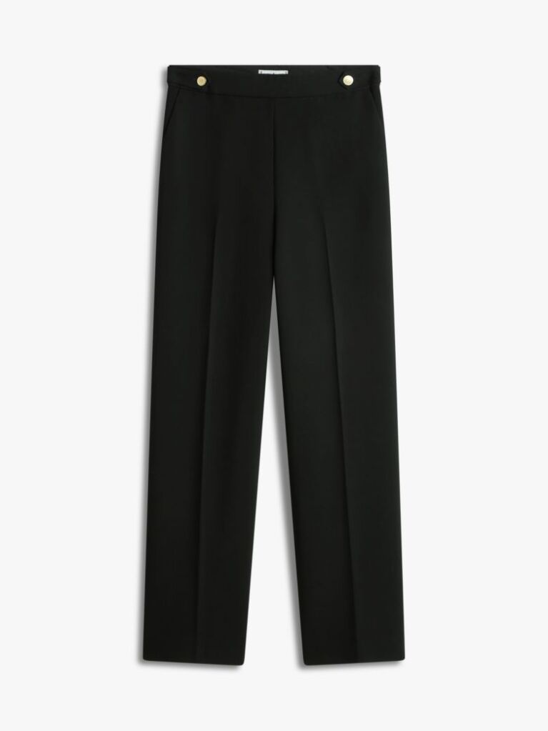 Black Pressed Crease Straight Leg Trousers  Women