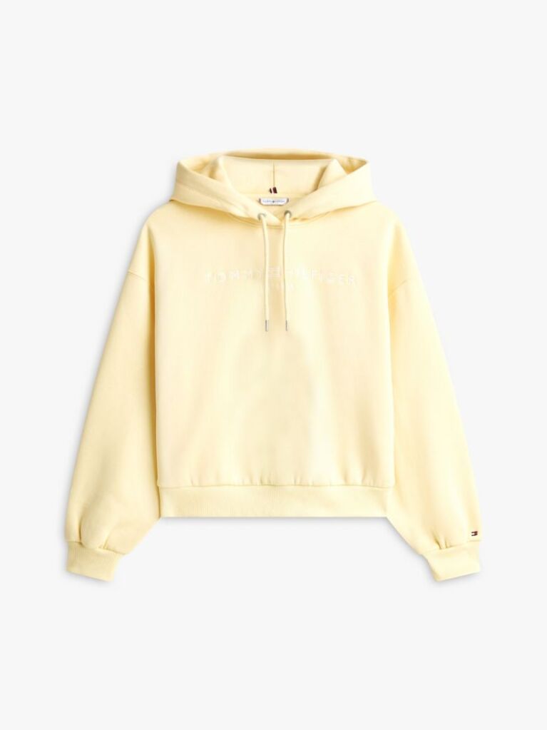 Κίτρινο Άνετο Flex Fleece Φούτερ Με Κεντημένο Λογότυπο  Γυναίκες
