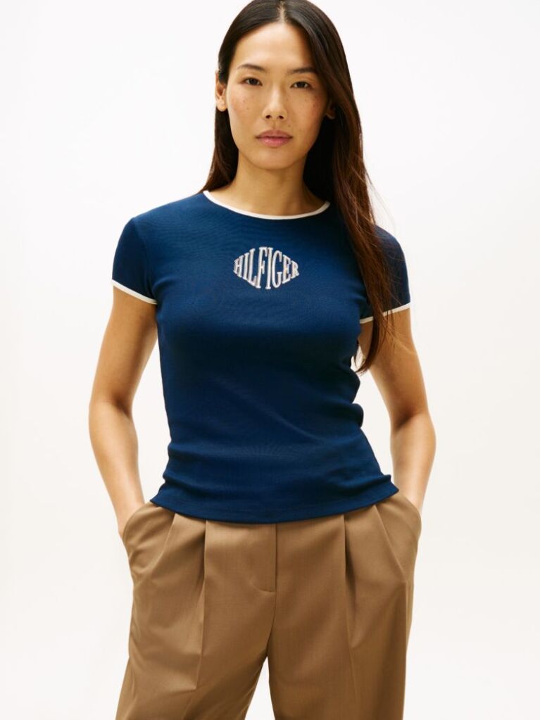 Blue Logo Slim Ringer T-Shirt  Women
