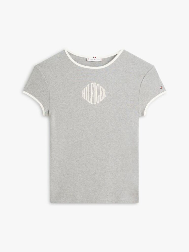 Grey Logo Slim Ringer T-Shirt  Women