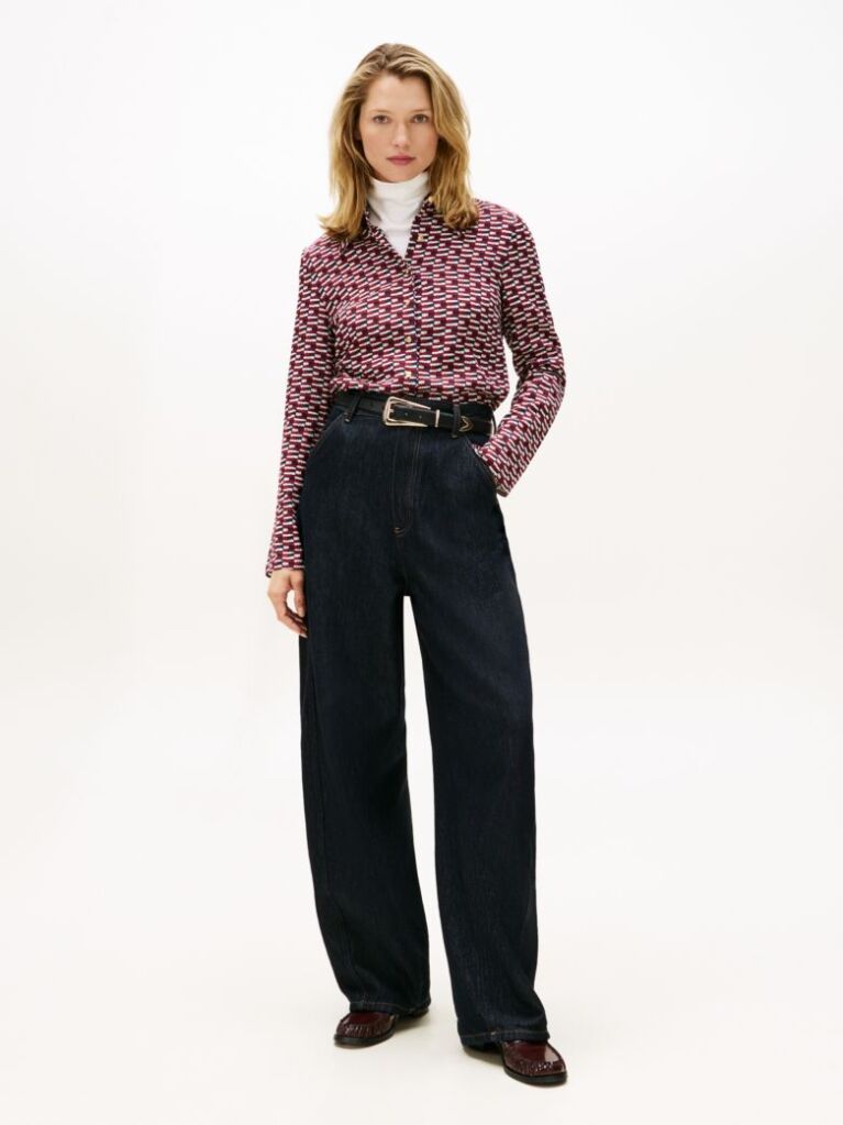 Blue Long Sleeve Twill Shirt  Women