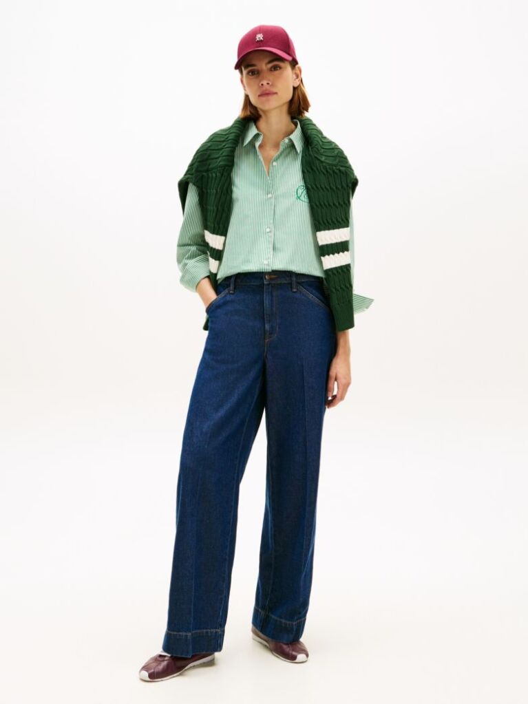 Multi Oversized Fit Logo Embroidery Shirt  Women