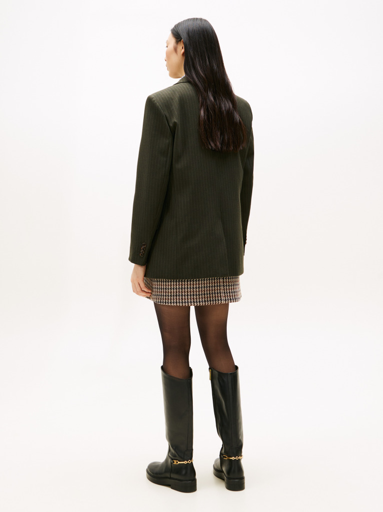 Green Pinstripe Oversized Fit Blazer  Women