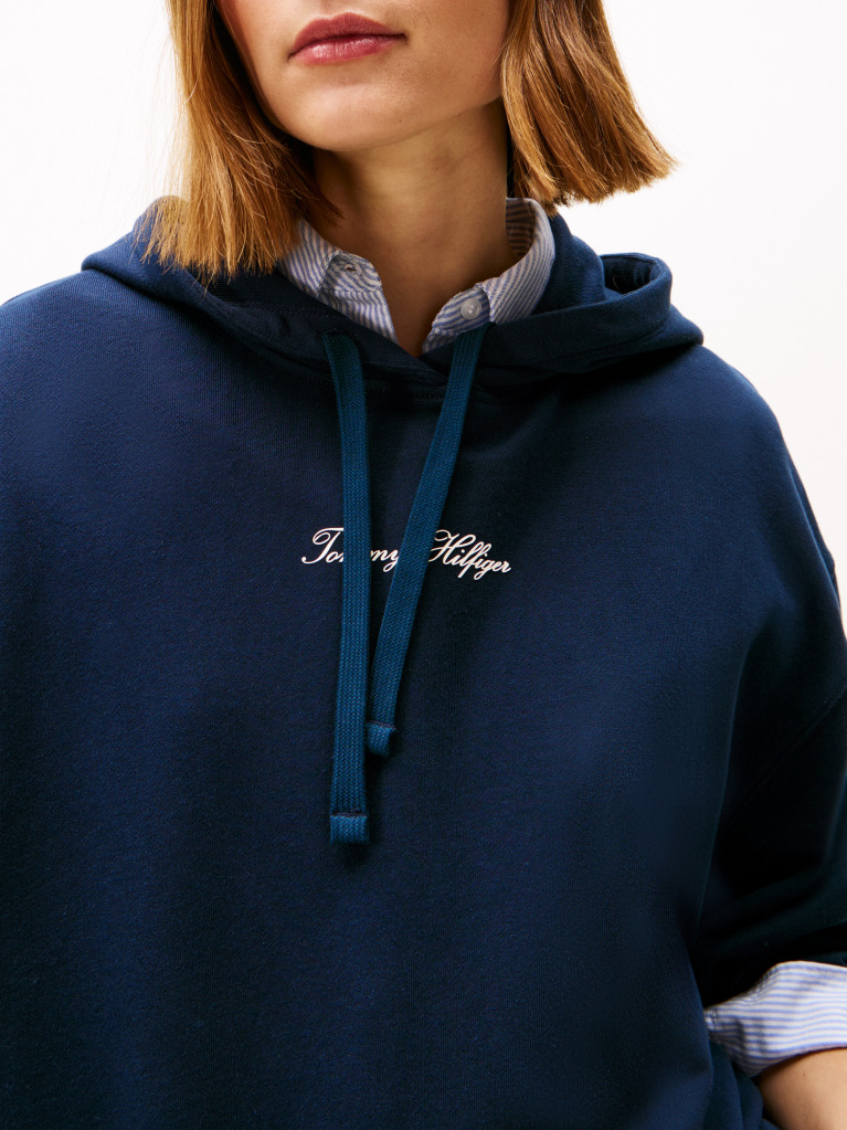 Μπλε Hoodie Από Βαμβακερό Terry  Γυναίκες