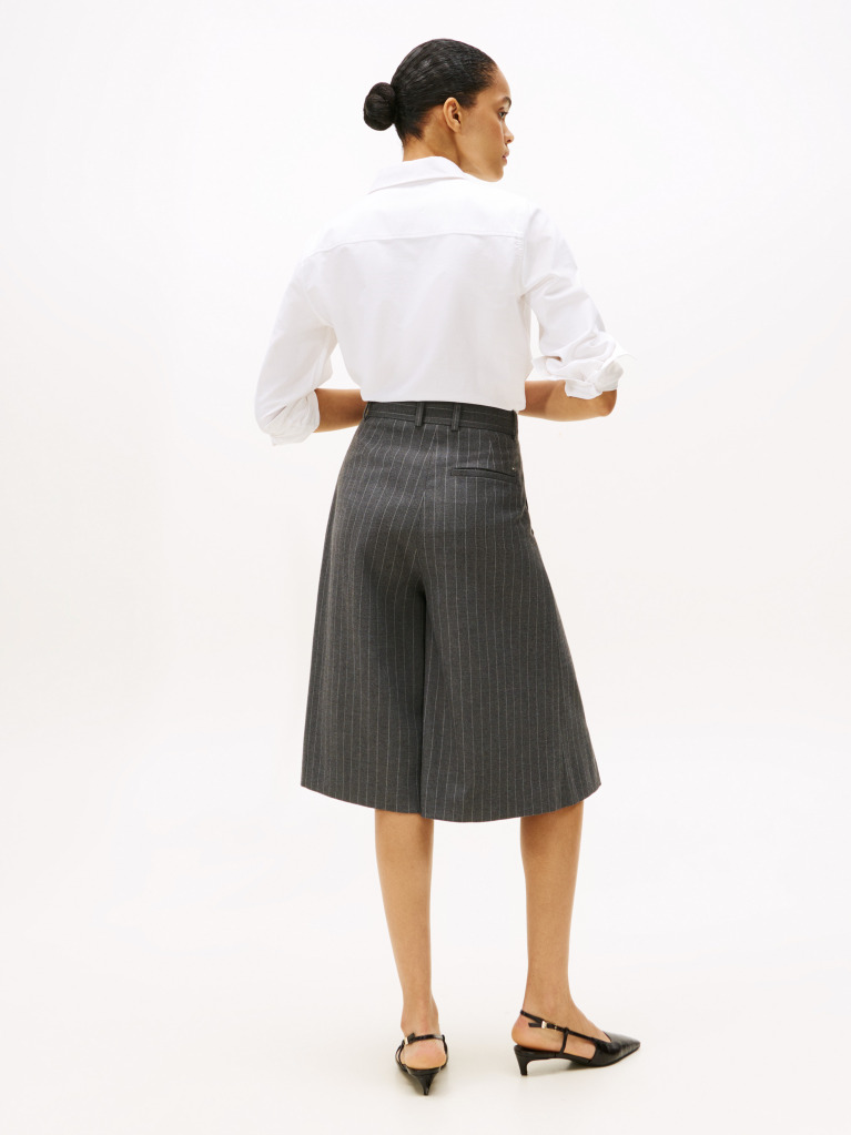 Γκρι Ριγέ Oversized Παντελόνι Culotte  Γυναίκες