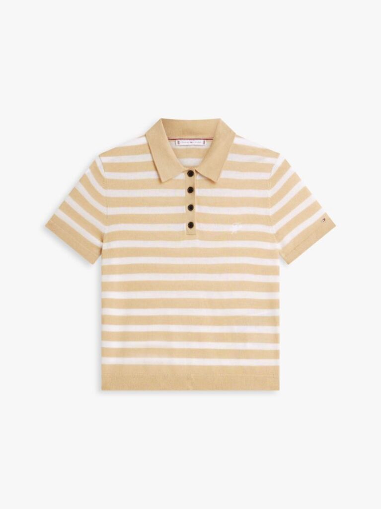Multi Short Sleeve Polo Jumper With Silk  Women