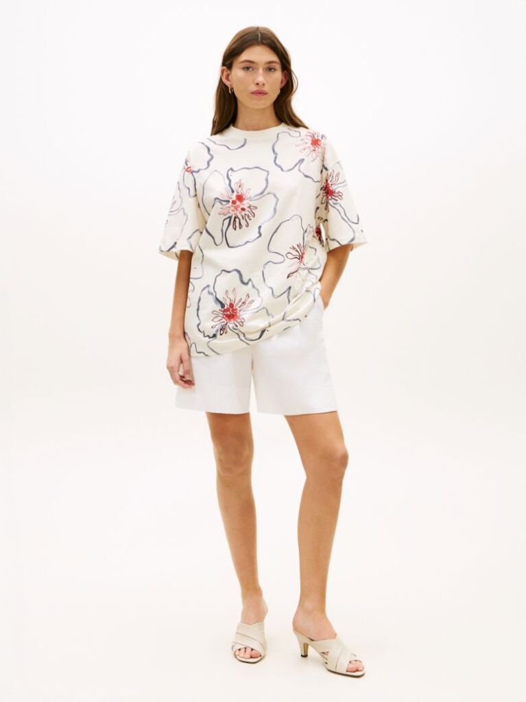 Multi Floral Graphic Relaxed Oversized T-Shirt  Women