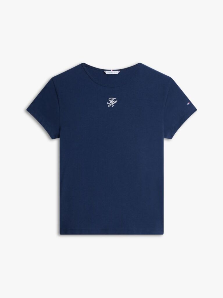 Μπλε Slim Βαμβακερό T-Shirt Με Λογότυπο  Γυναίκες