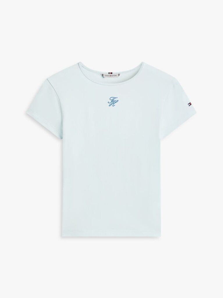 Μπλε Slim Βαμβακερό T-Shirt Με Λογότυπο  Γυναίκες