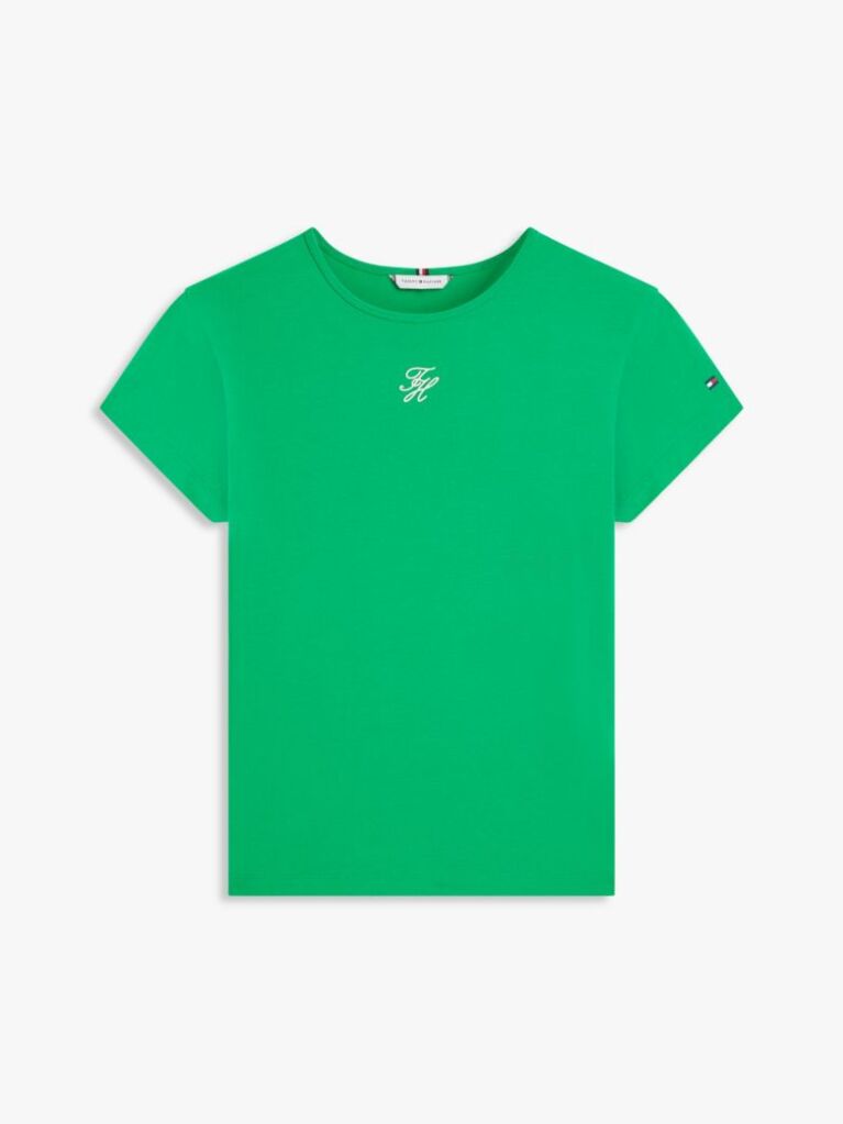 Green Textured Logo Slim Jersey T-Shirt  Women