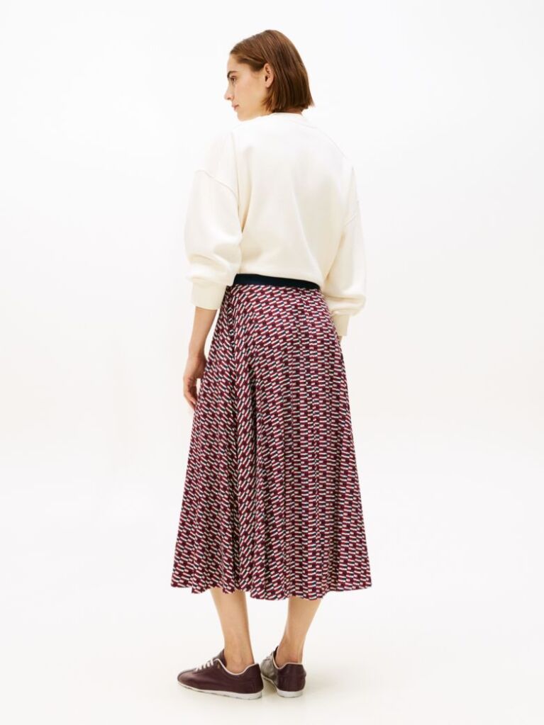 Multi A-Line Twill Midi Skirt  Women
