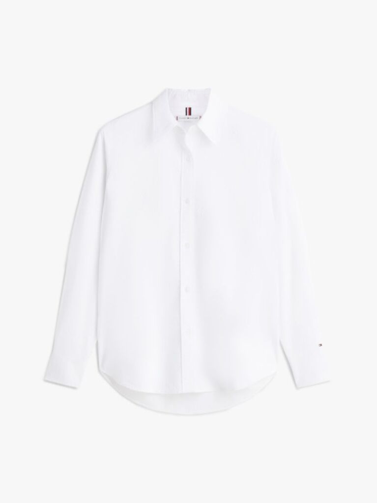 White Relaxed Fit TH Crest Embroidery Oxford Shirt  Women