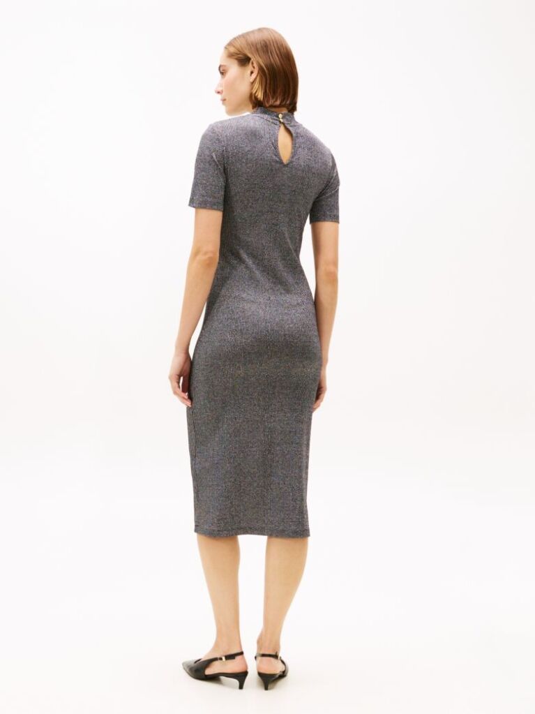Grey Festive Metallic Slim Midi Bodycon Dress  Women