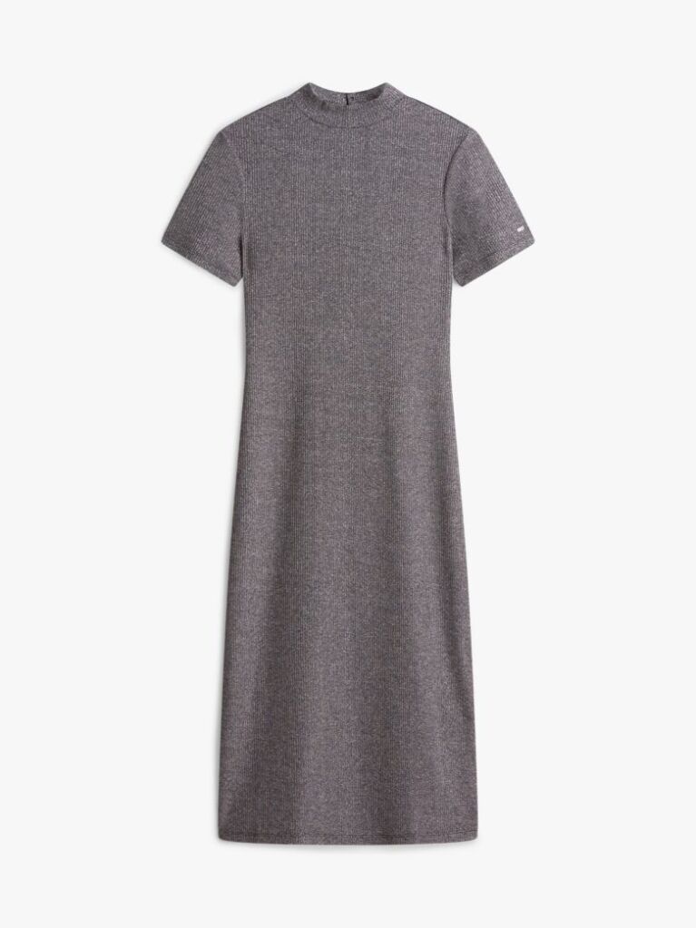 Grey Festive Metallic Slim Midi Bodycon Dress  Women