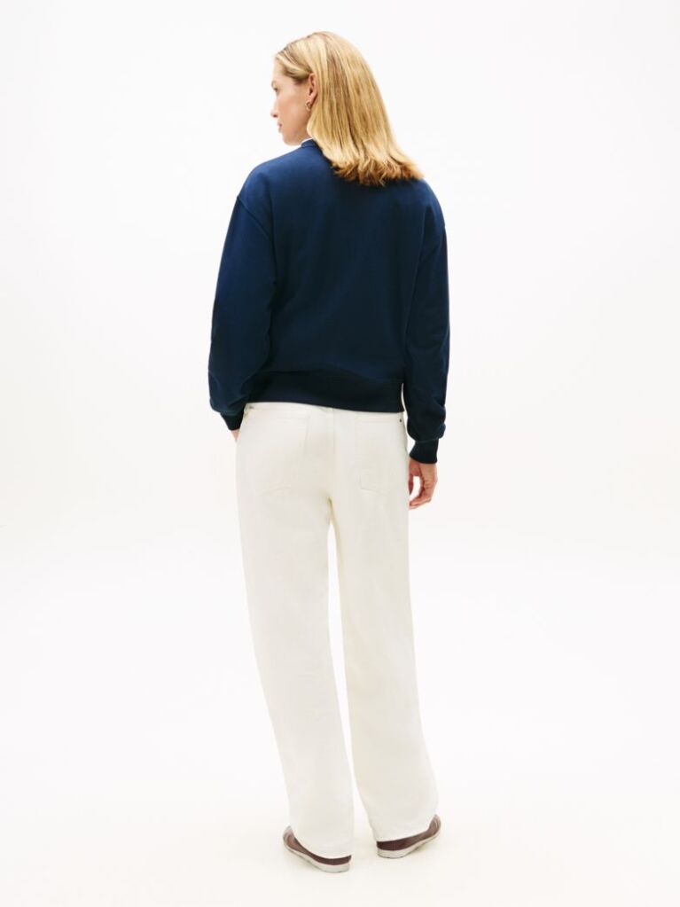 Blue Logo Embroidery Terry Sweatshirt  Women