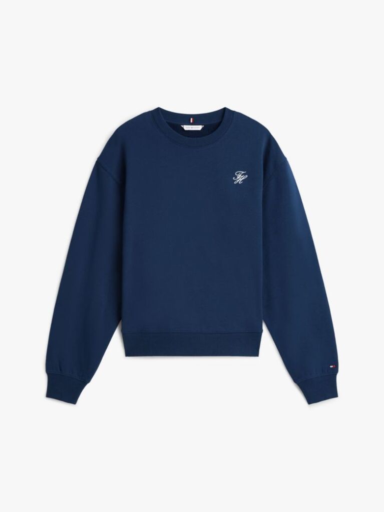 Blue Logo Embroidery Terry Sweatshirt  Women