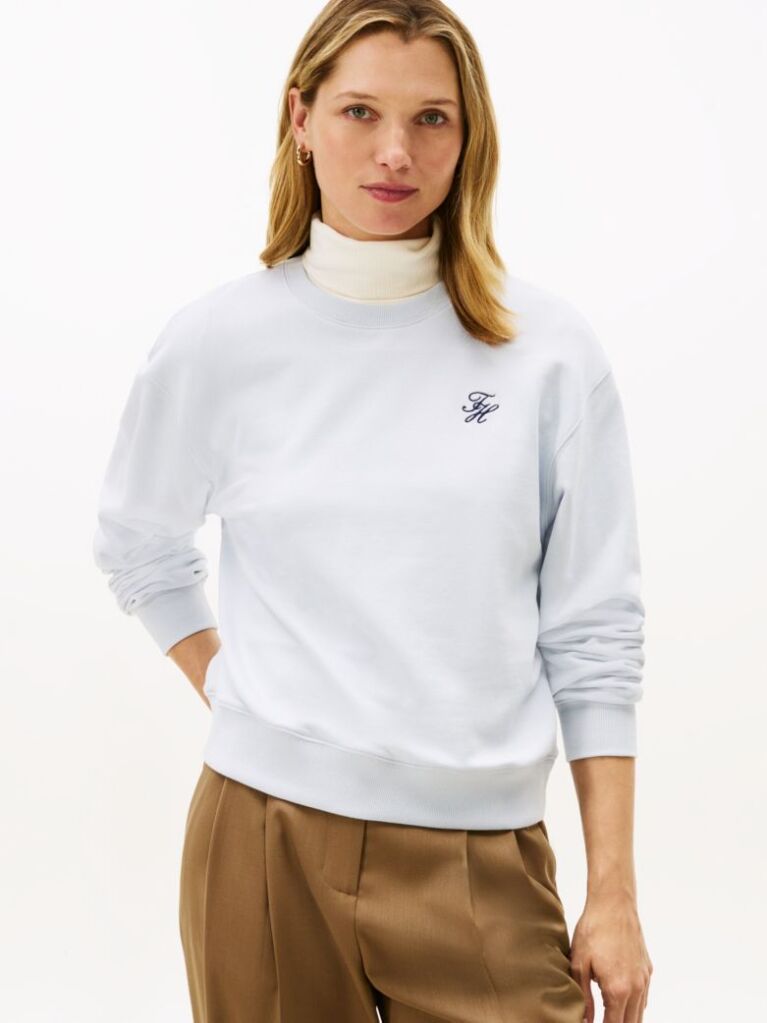 Blue Logo Embroidery Terry Sweatshirt  Women