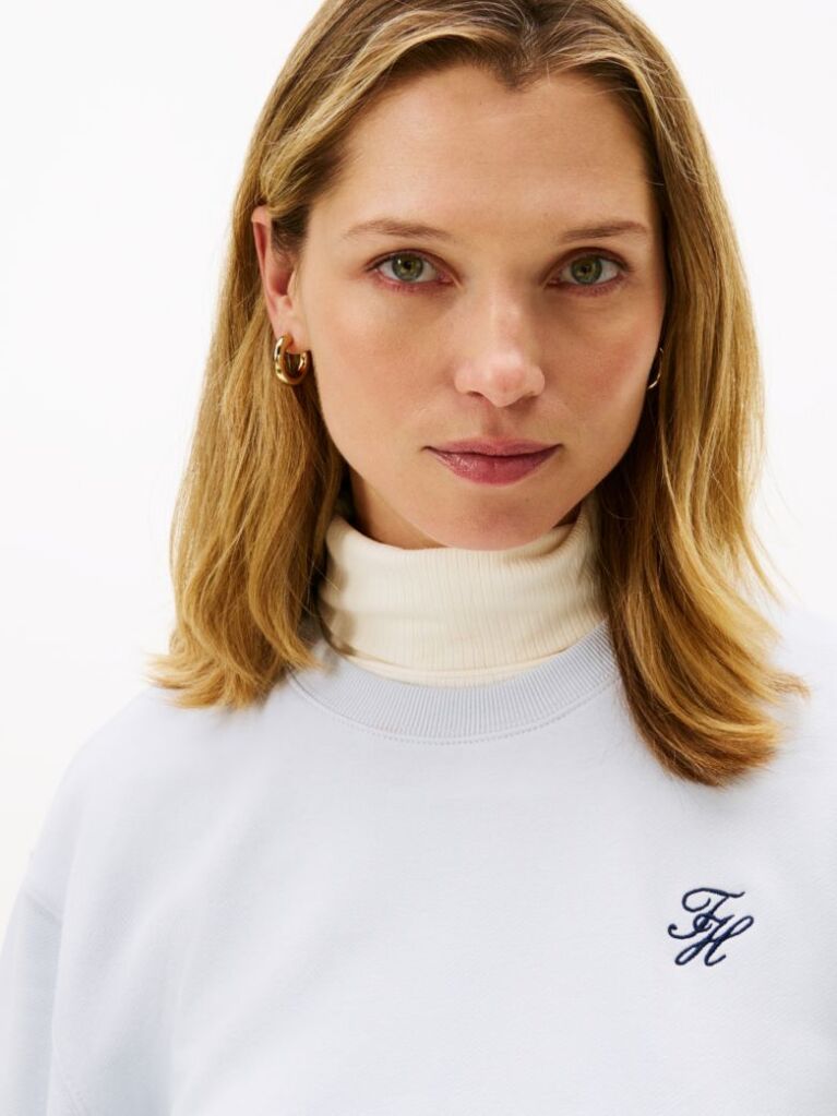 Blue Logo Embroidery Terry Sweatshirt  Women