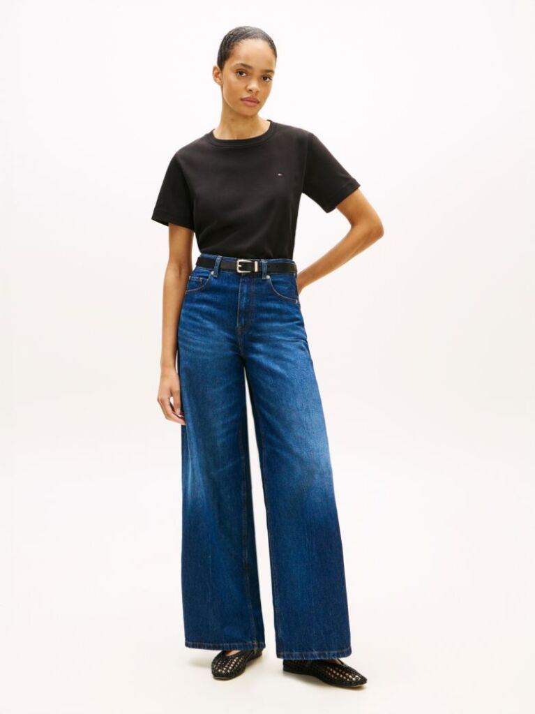 Μαύρο Boxy T-Shirt Με Πλέξη Interlock  Γυναίκες