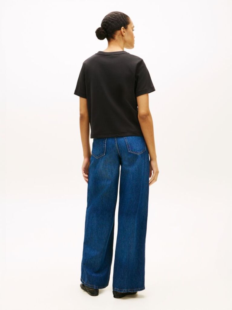 Μαύρο Boxy T-Shirt Με Πλέξη Interlock  Γυναίκες
