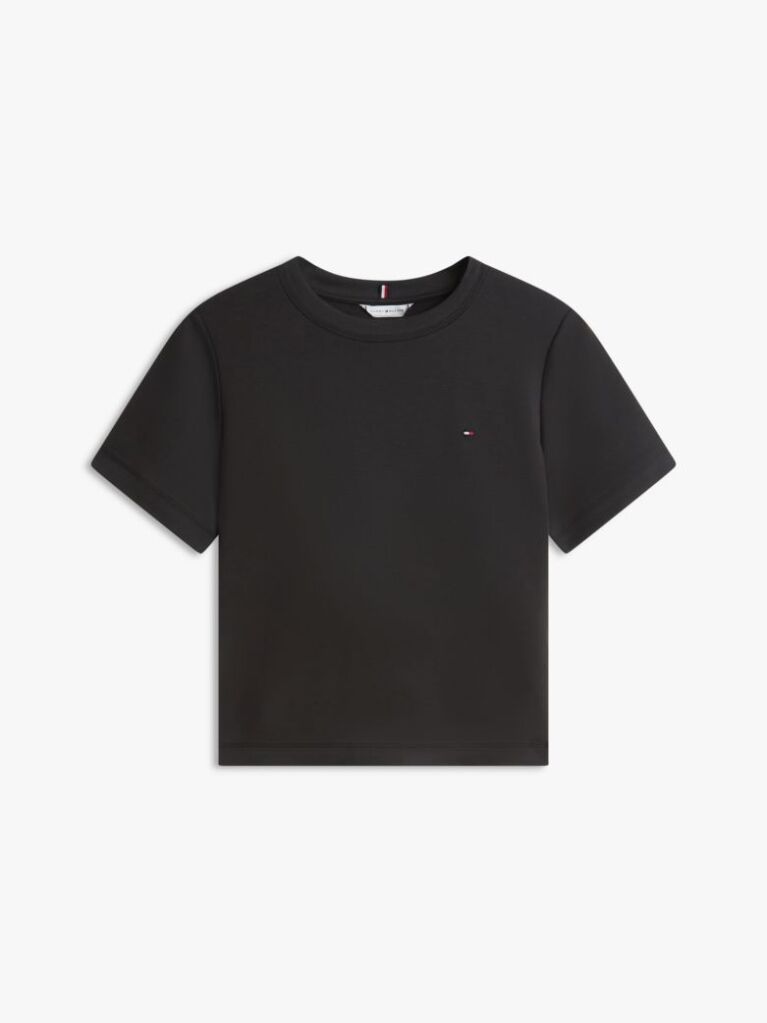 Μαύρο Boxy T-Shirt Με Πλέξη Interlock  Γυναίκες