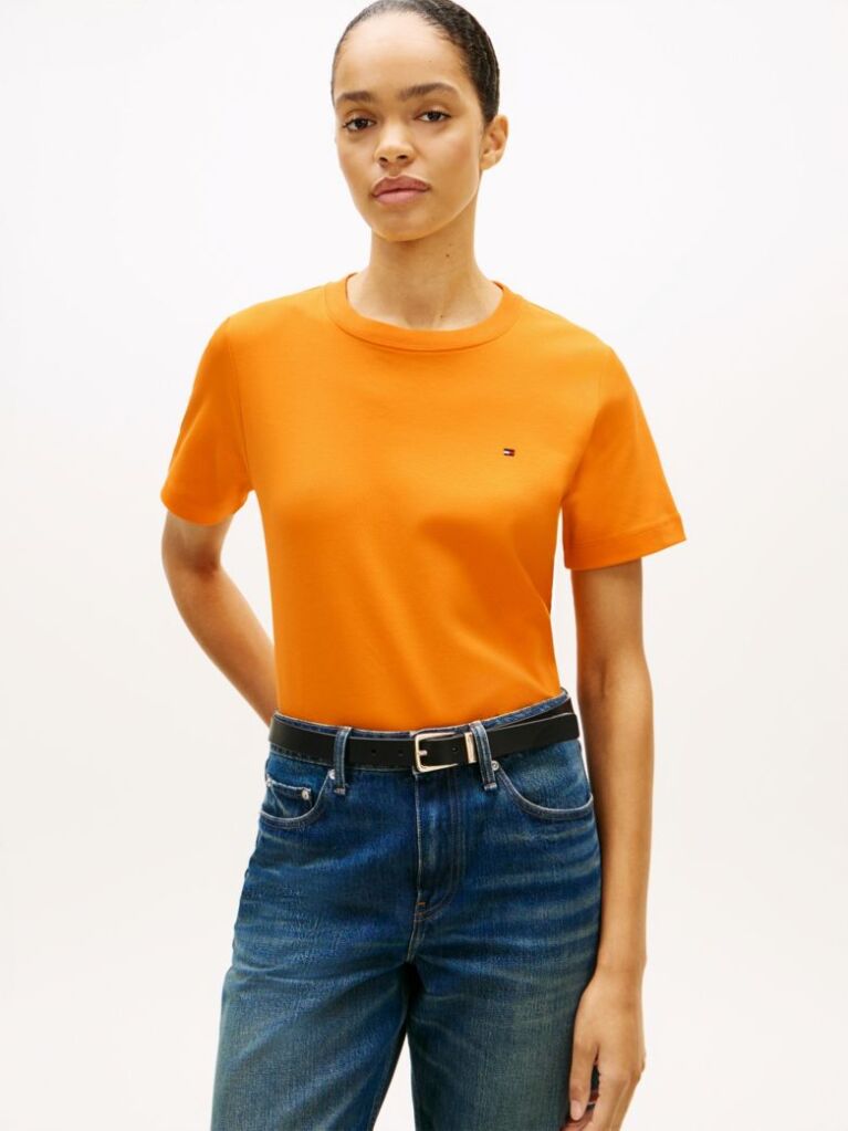 Πορτοκαλί Boxy T-Shirt Με Πλέξη Interlock  Γυναίκες