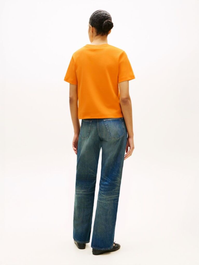 Πορτοκαλί Boxy T-Shirt Με Πλέξη Interlock  Γυναίκες