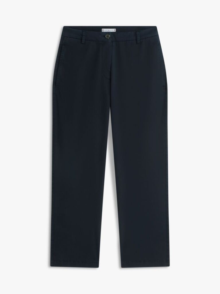 Blue Washed Slim Straight Leg Chinos  Women