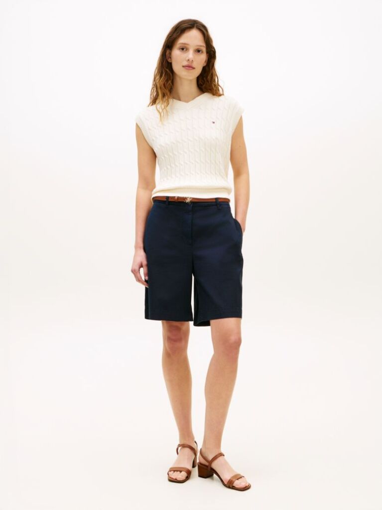 Blue Washed Regular Chino Bermuda Shorts  Women