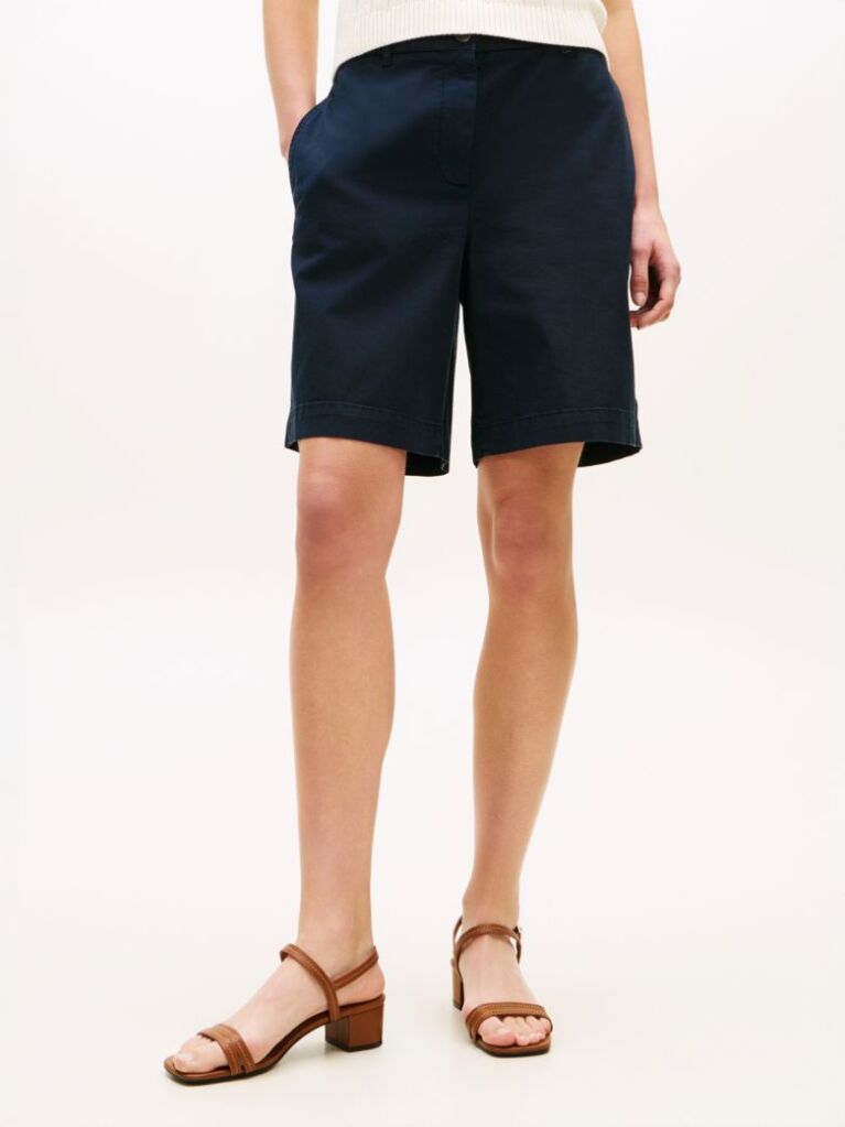 Blue Washed Regular Chino Bermuda Shorts  Women