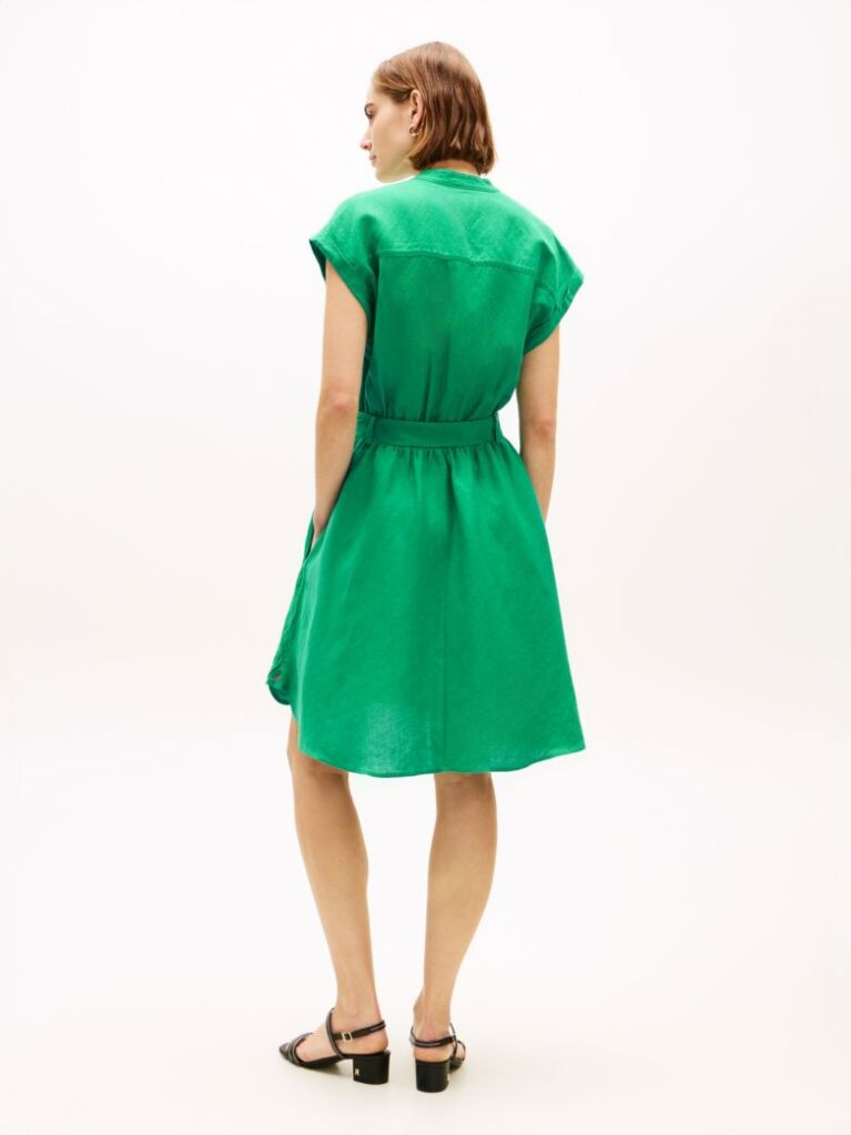 Green Belted Relaxed Mini Shirt Dress  Women