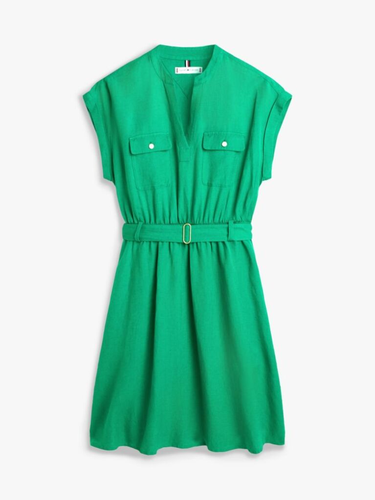 Green Belted Relaxed Mini Shirt Dress  Women