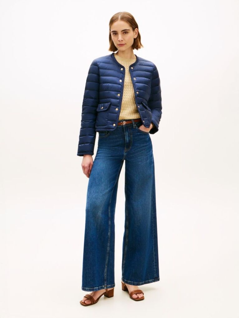 Blue Water Repellent Lightweight Down Slim Jacket  Women