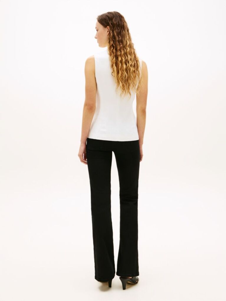 White Gold-Tone Button Linen Blend Slim Waistcoat  Women