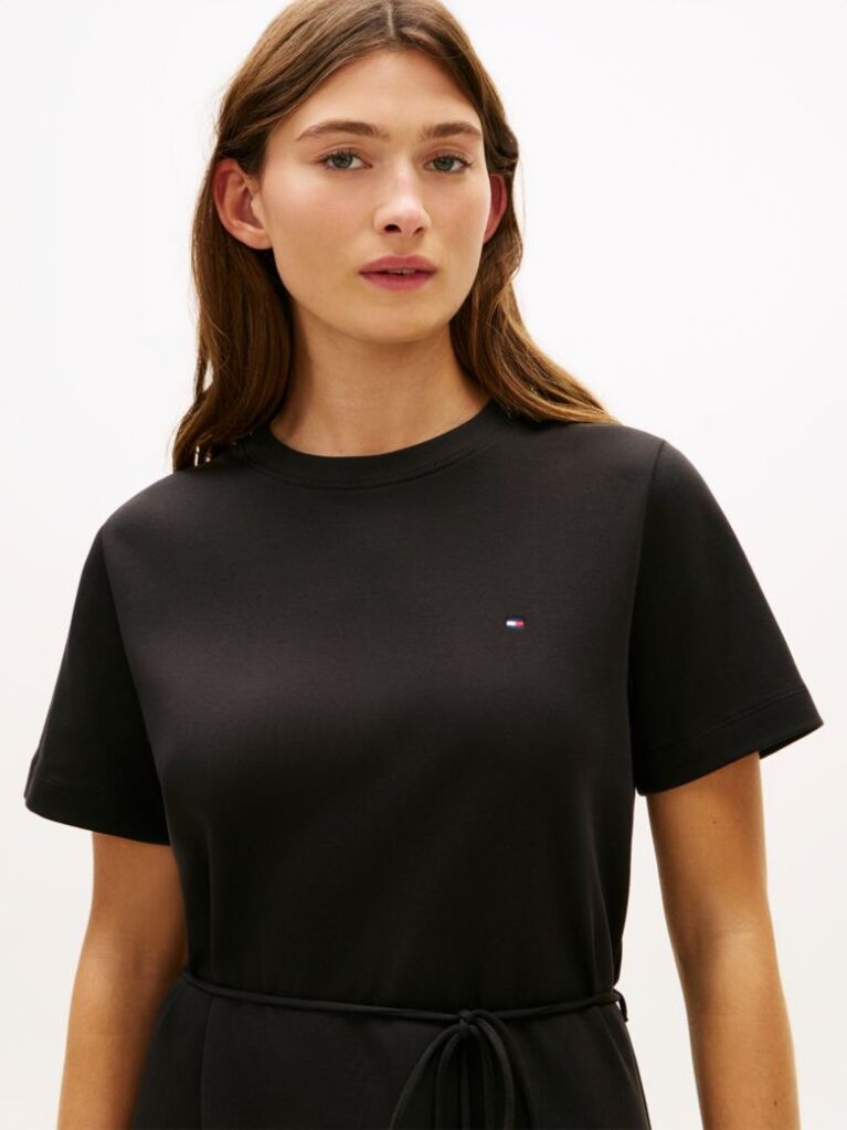 Μαύρο Μίνι Φόρεμα T-Shirt Από Interlock Πλέξη  Γυναίκες