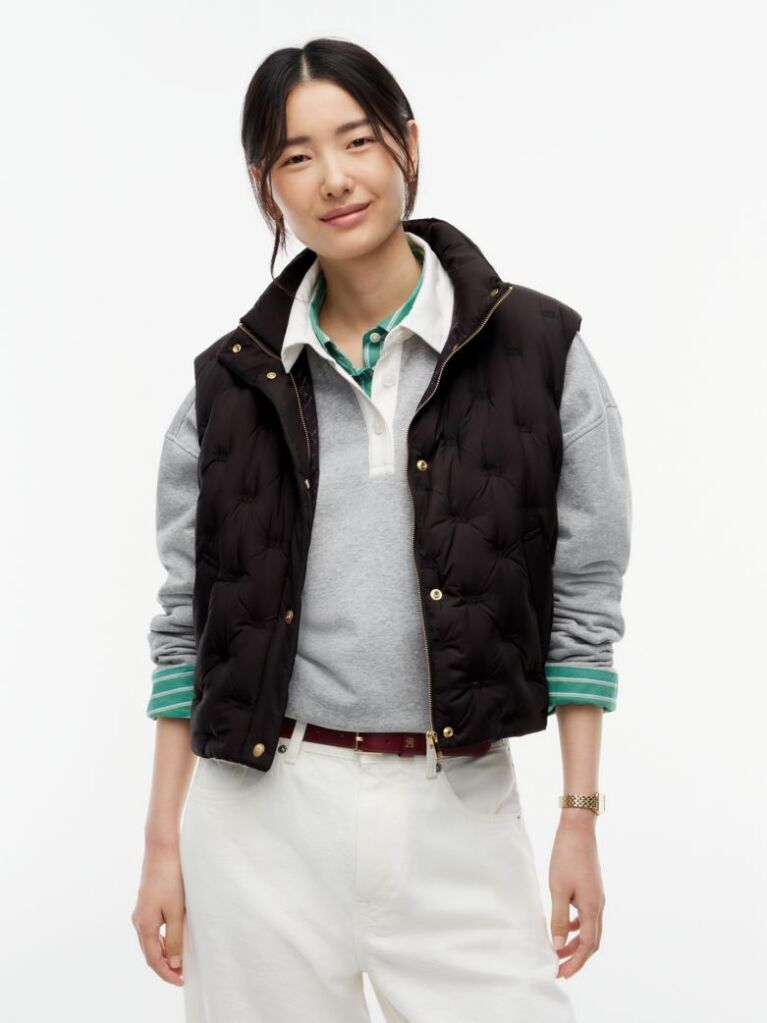 Black Flag Down Lightweight Quilted Gilet  Women