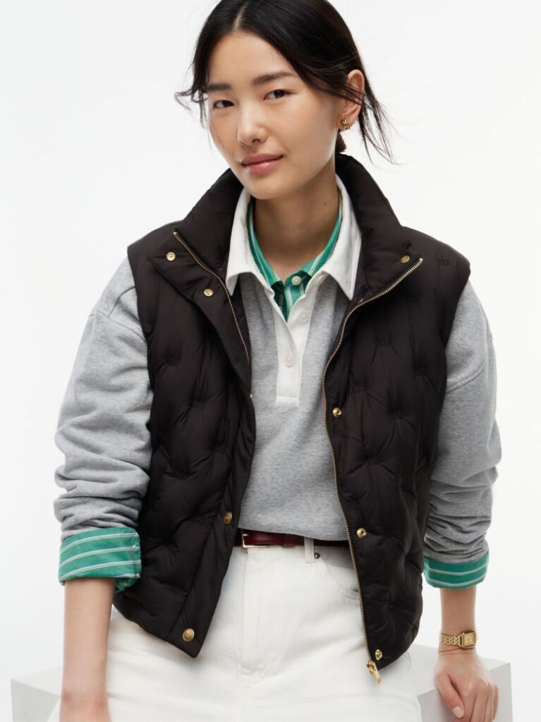 Black Flag Down Lightweight Quilted Gilet  Women