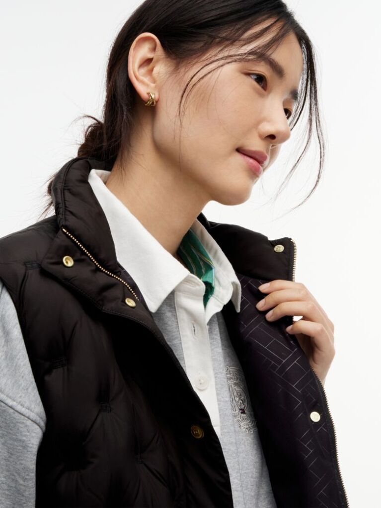 Black Flag Down Lightweight Quilted Gilet  Women
