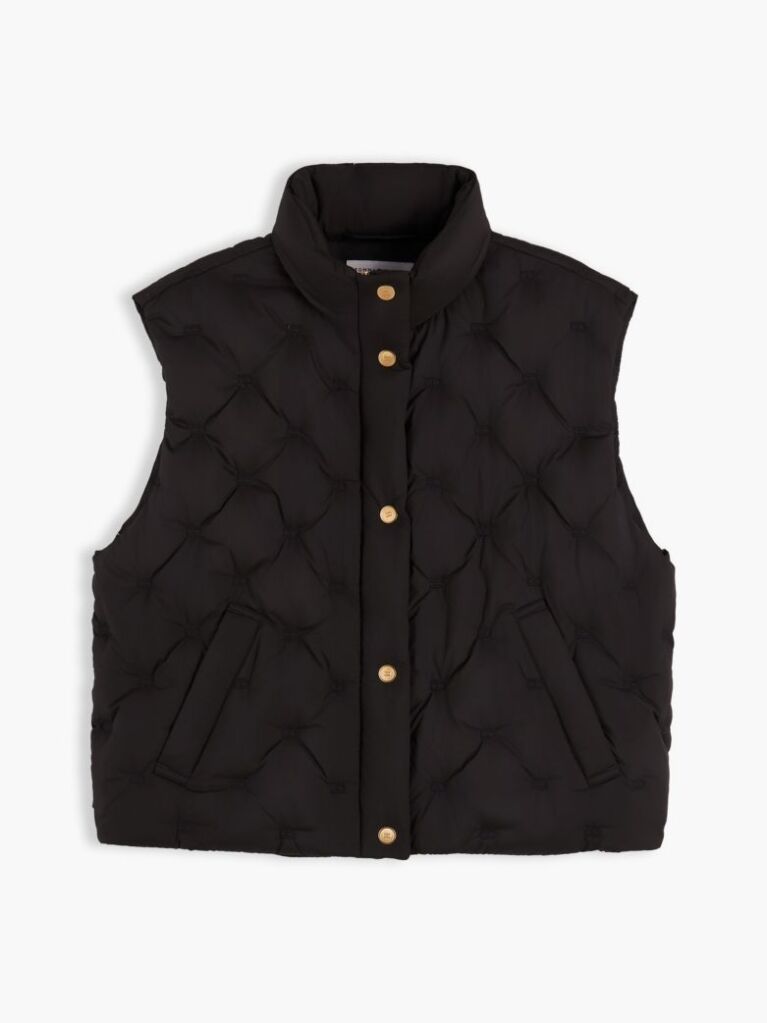 Black Flag Down Lightweight Quilted Gilet  Women