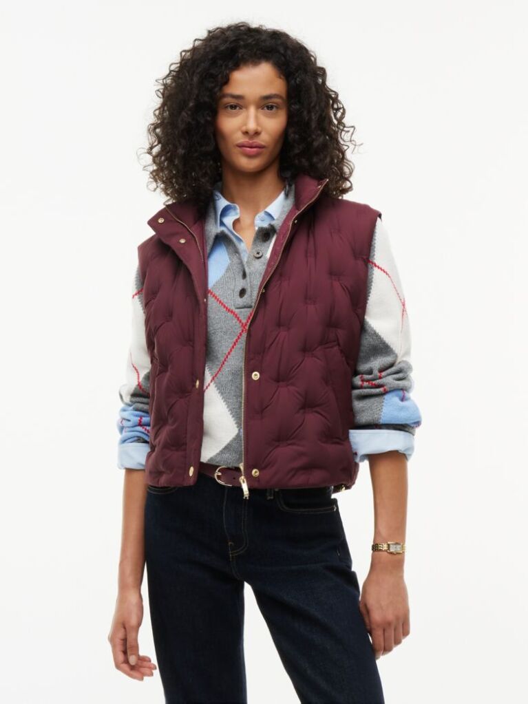 Red Flag Down Lightweight Quilted Gilet  Women
