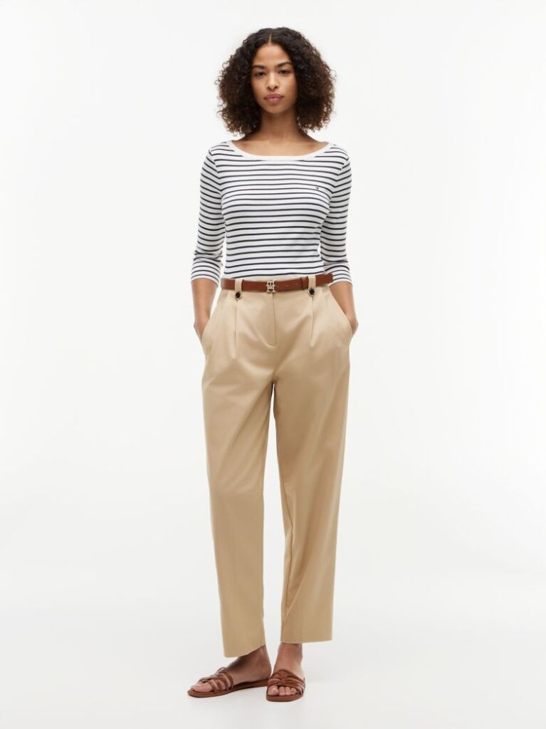 Multi Slim Boat Neck Three-Quarter Sleeve T-Shirt  Women