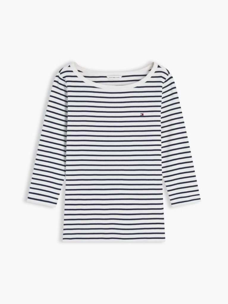 Multi Slim Boat Neck Three-Quarter Sleeve T-Shirt  Women